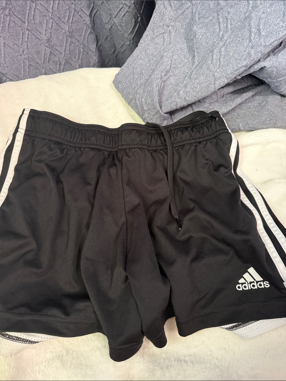 adidas Black Shorts with White Side Stripes